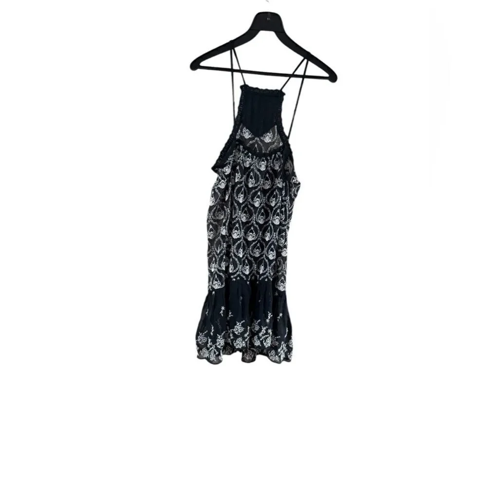 Anthropology size XS black spaghetti strap for ruffle hem dress
